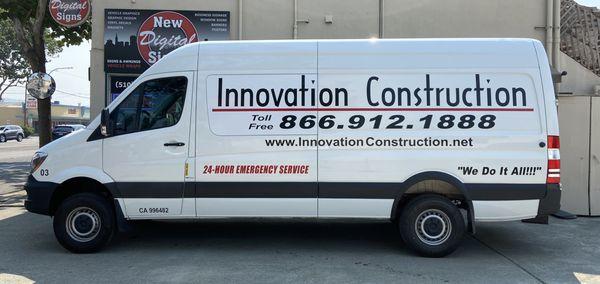 Construction work van - vinyl lettering