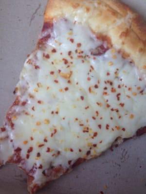 Plain cheese slice with added crushed red pepper