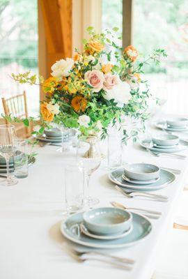 close up of reception table