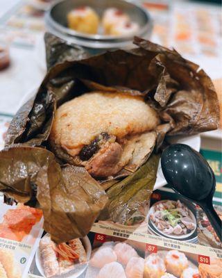 Sticky rice in lotus leaf (unwrapped) / $7.50