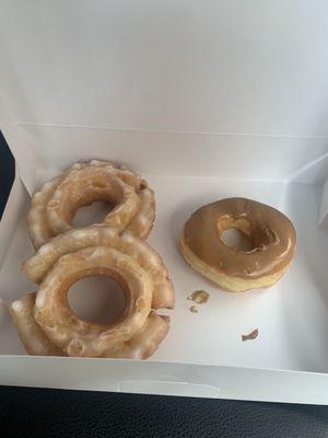 Maple bar and sour cream donuts