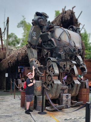 Little Mann had to have a pic with the mech.