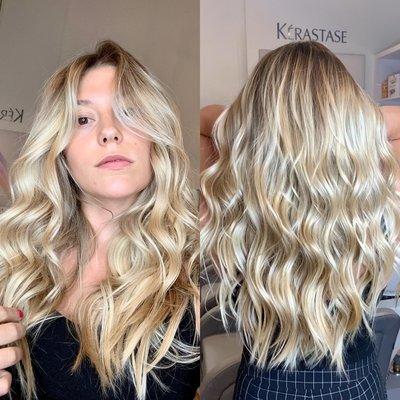 Balayage with haircut and style by Lira