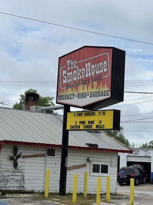 Front of the restaurant sign.