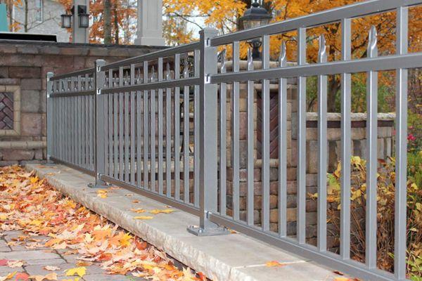 Matte silver aluminum fence.