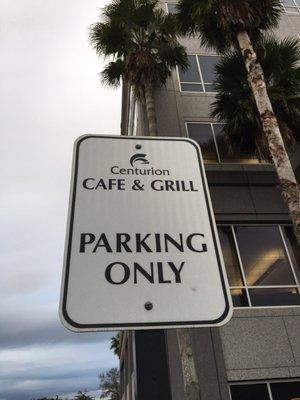 Front row Centurion Cafe parking!