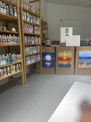 Choice of paint and canvases