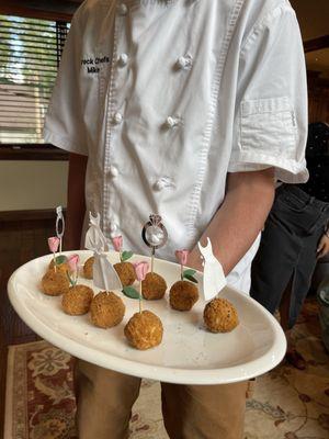 Arancini filled with golden beets