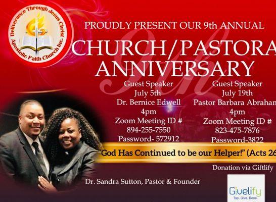 We Enjoyed Our 10th Year Pastoral/Church Anniversary