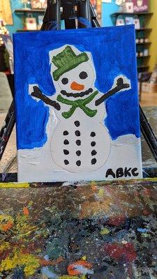 Today, I got to paint a picture of a snowman with my SEASPAR Eagles Lemont site group.