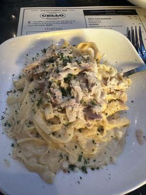 Small order of fettuccine alfredo with chicken.