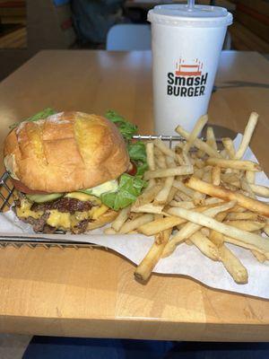 DOUBLE BACON SMASH BURGER with FRENCH FRIES