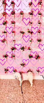 Pink neon hearts wall decor for the selfie pics