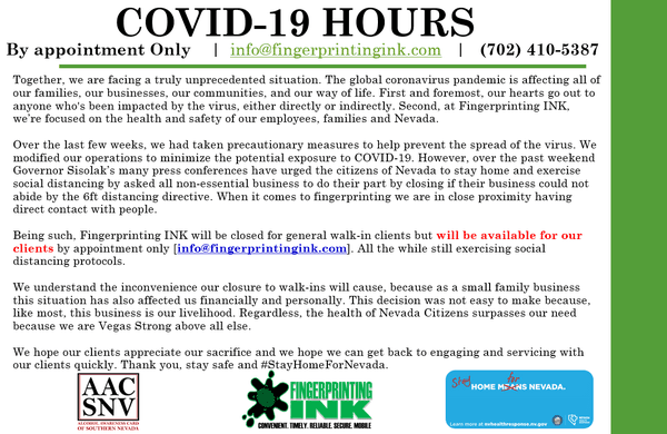 COVID-19 appointment only