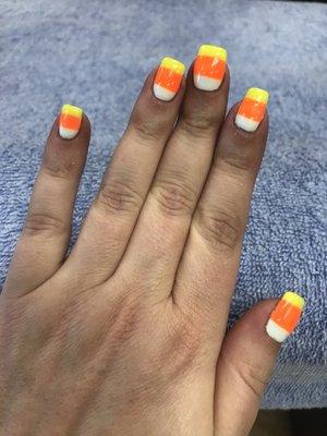 Annual Candy Corn Nails by Patricia, #87 orange and #50 yellow