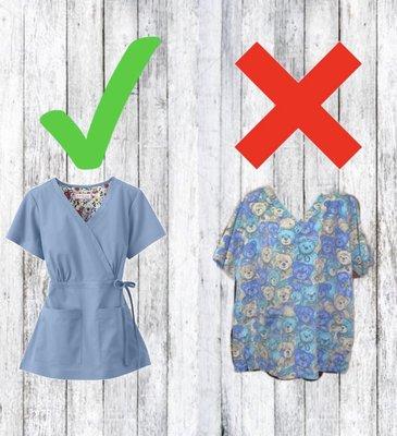 Just a reminder that we are no longer accepting printed/patterned scrubs on consignment. We are only accepting solid colored scrubs, thanks!