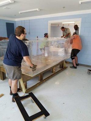 Relocating 12 foot by 5 foot sea turtle tank for Burton 4-H Center