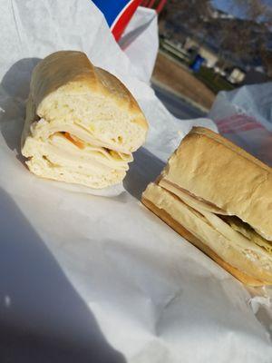 Turkey and provolone on a hoagie roll