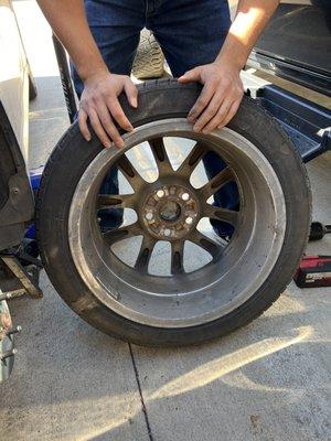 Carved wheel from brake coming loose and dragging