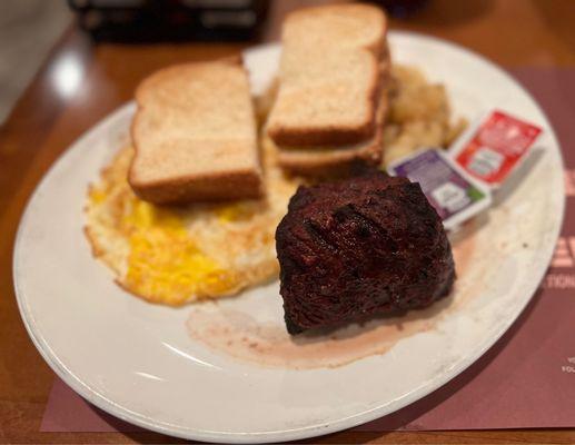 Sirloin and eggs