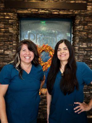 (Left) Priscilla Noriega, CMT, BCTMB, Reiki Master
(Right) Alejandra Garcia-Ortiz, CMT, Reiki Master