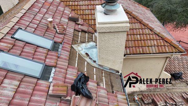 Tile chimney repair