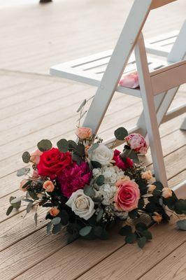 Wedding pew decorations ( reuse for the reception option)