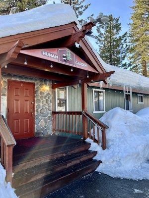 Front entrance in the snow