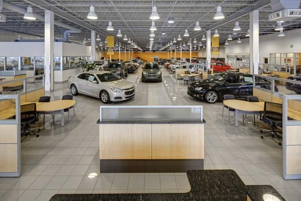 Our indoor showroom is the largest Chevrolet showroom in the United States, LEED-Certified and welcoming.