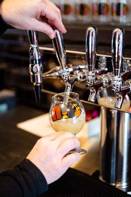 Beer being poured from our tap.