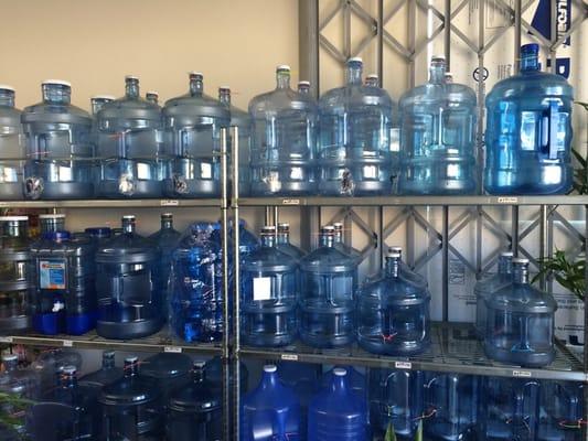 Lots of BPA free water jugs of different sizes for sale