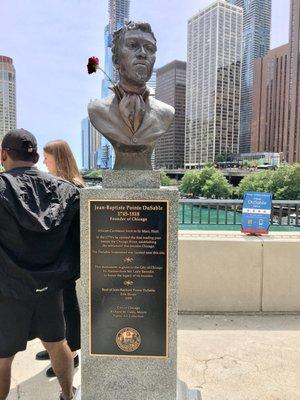 June 2019-Statue Stories QR Plate is behind the Statue to scan the QR Code and hear audio provided by Statue Stories Chicago