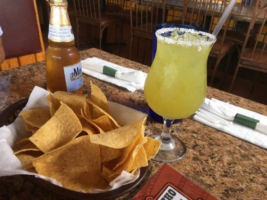 Texas Margarita with authentic Mexican beer (Modelo).