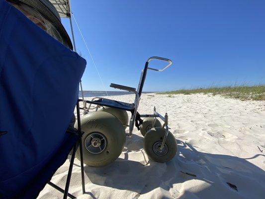 Beach wheelchair that you can borrow at the park for free!