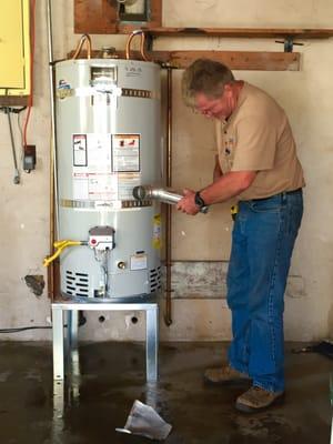 Installed and plumbed the new water heater in less than two hours.