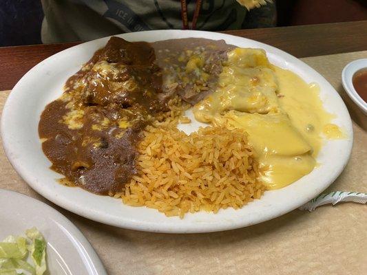 Beef enchilada, cheese enchilada meal