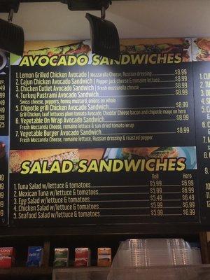 Menu-salad & avo'wiches