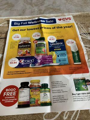 CVS Big Fall Wellness Sale Ad.