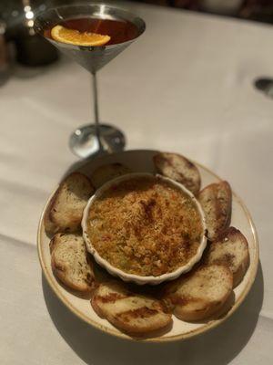 Candied Apple Martini and Spicy Baked Clam Dip