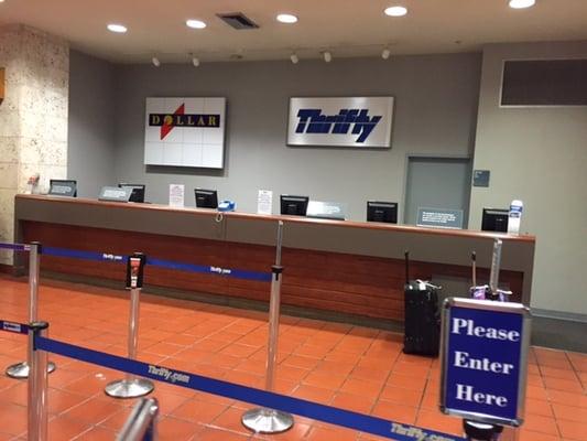 What you will find at west palm airport at 6:30pm.  An empty desk!!  All other rental co's fully staffed when this pic was taken.  Joke.