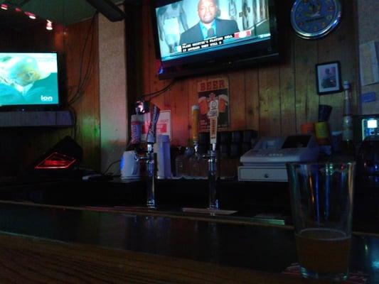 beers on tap and tvs