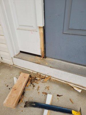 "Repair" to my front door. This is how it was left