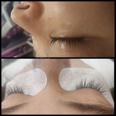 Lash lift before and after