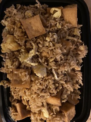 Tofu fried rice (omitted onions, peas, carrots) I love it!