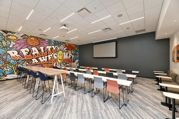 Welcome to Realty Austin's Central Office, enjoy a learning session in our modern and collaborative training room.