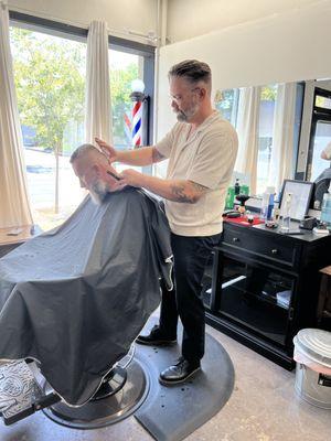 Every haircut is finished with a straight razor neck shave.