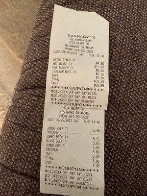 Food & drink Receipt