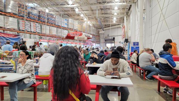 Having lunch at packed Costco