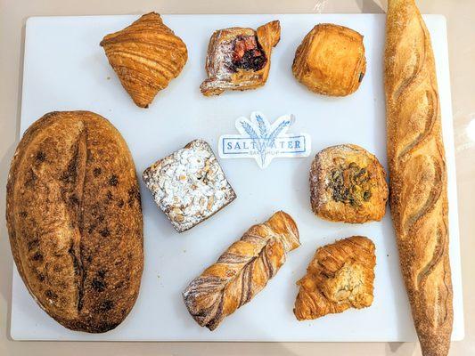 Assorted Pastries + loaf + baguette