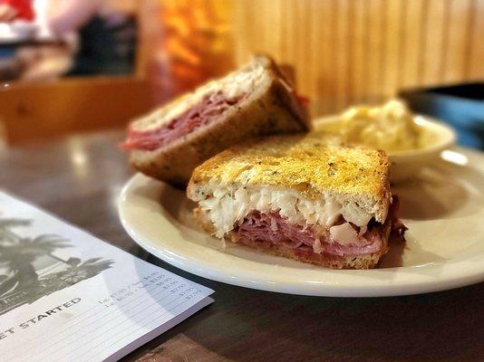 Reuben on Rye with Caraway Seeds.  Fantastic sandwich.  The potato salad is fire too!